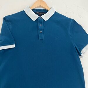 Michael Kors Teal Polo Shirt with White Accents
